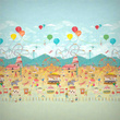 Mural dla dzieci 112647 Bajeczny Cyrk karuzele zwierzęta balony