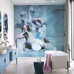 Romantyczny mural Flamingi i Nimfy Soho blue