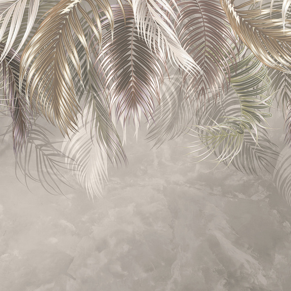 Fototapeta Tapeta do Sypialni Liście Palmy Beton 3D boho
