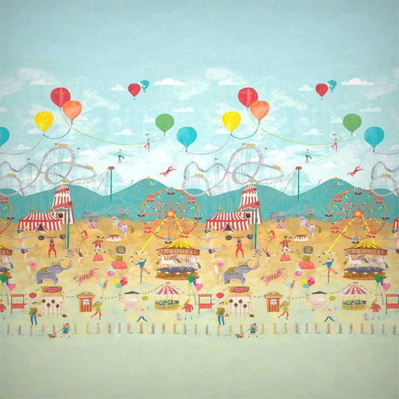 Mural dla dzieci 112647 Bajeczny Cyrk karuzele zwierzęta balony