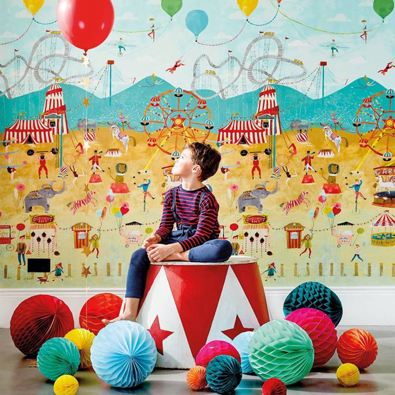 Mural dla dzieci 112647 Bajeczny Cyrk karuzele zwierzęta balony