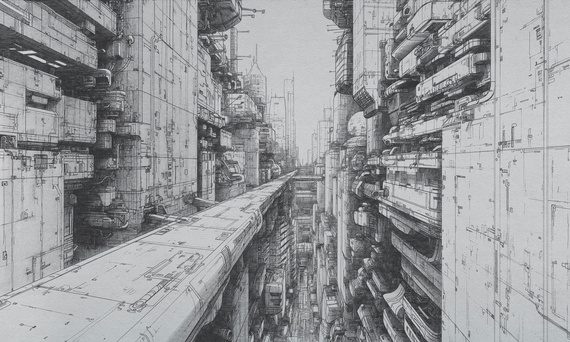 Fototapeta artystyczna Cyber City fantasy miasto