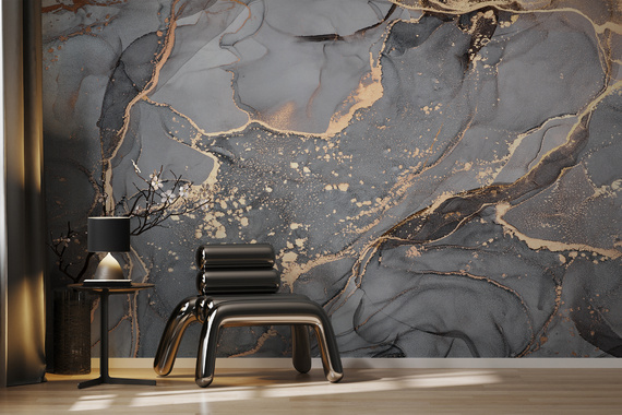 Fototapeta Szary Marmur W Złocie