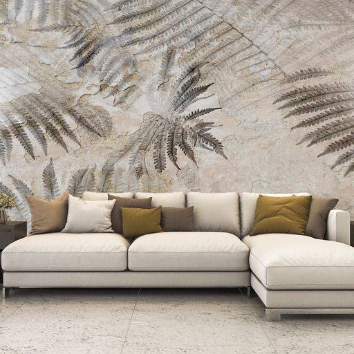 Fototapeta Beton Paproć Liście Szary