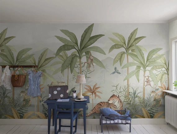 Mural Wild Jungle 6945 tygrysy małpy dżungla