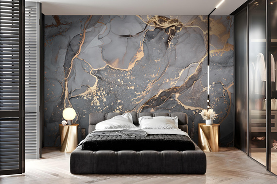 Fototapeta Szary Marmur W Złocie