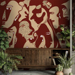 Tapeta artystyczna Wallart Faces Burgundy twarze abstrakcja